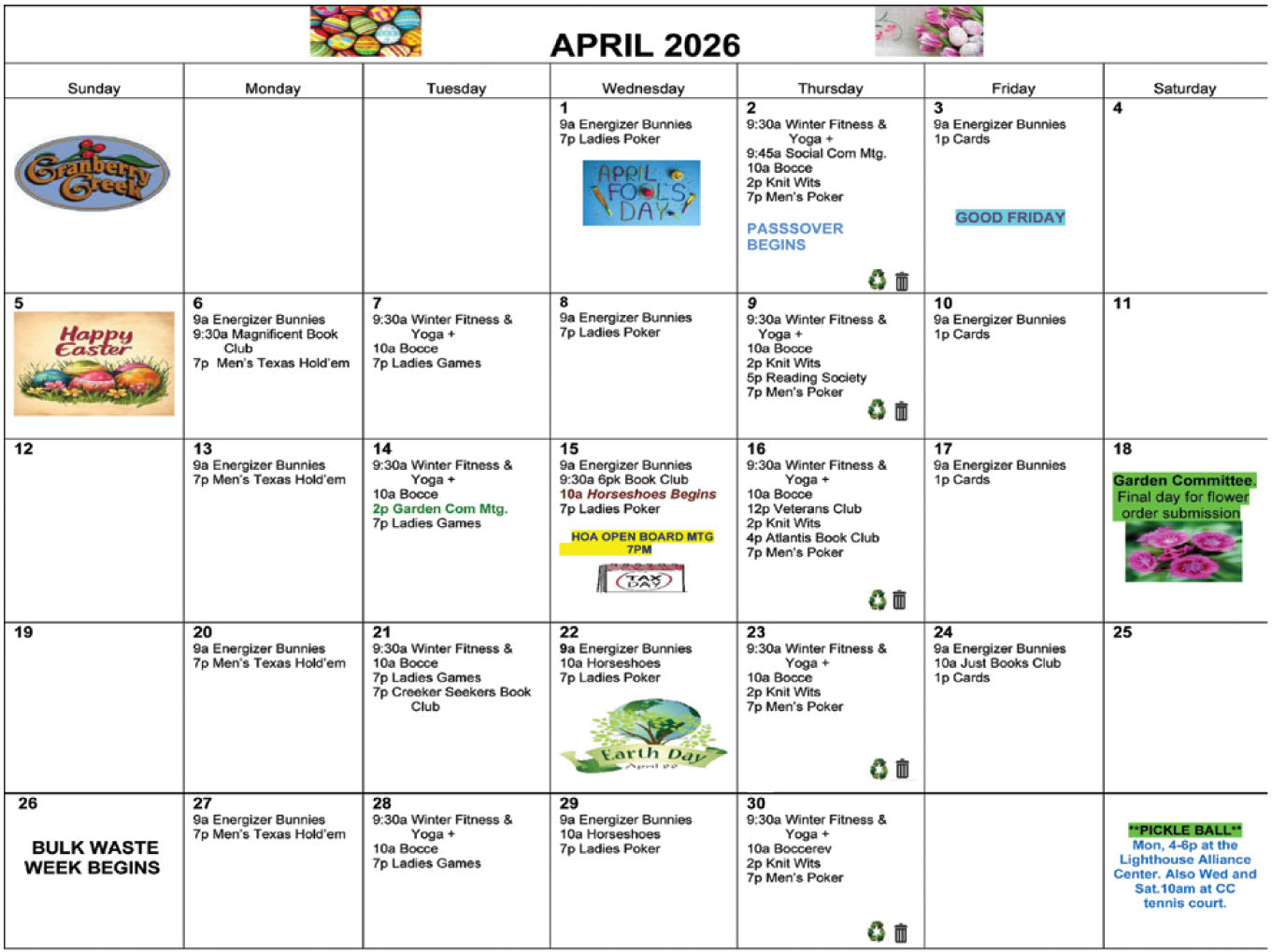 Calendar: April 2026