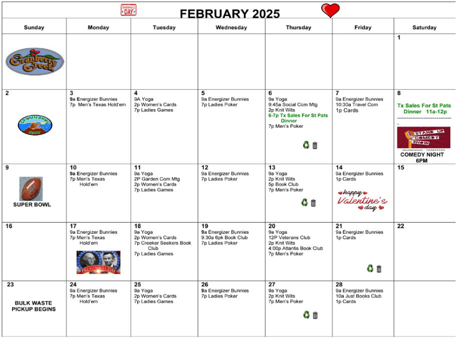 Calendar: Feb. 2025