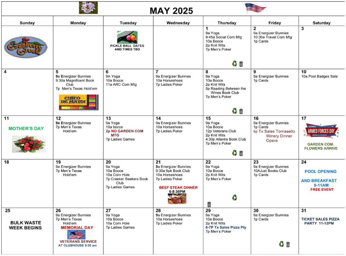 Calendar: May 2025