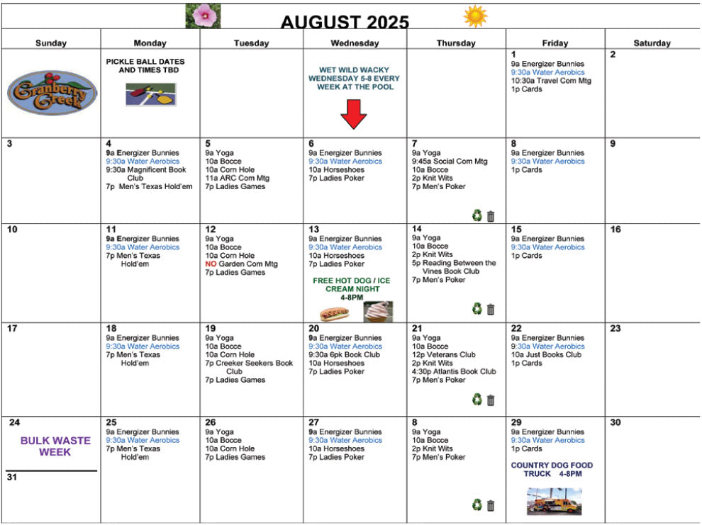 Calendar: August 2025