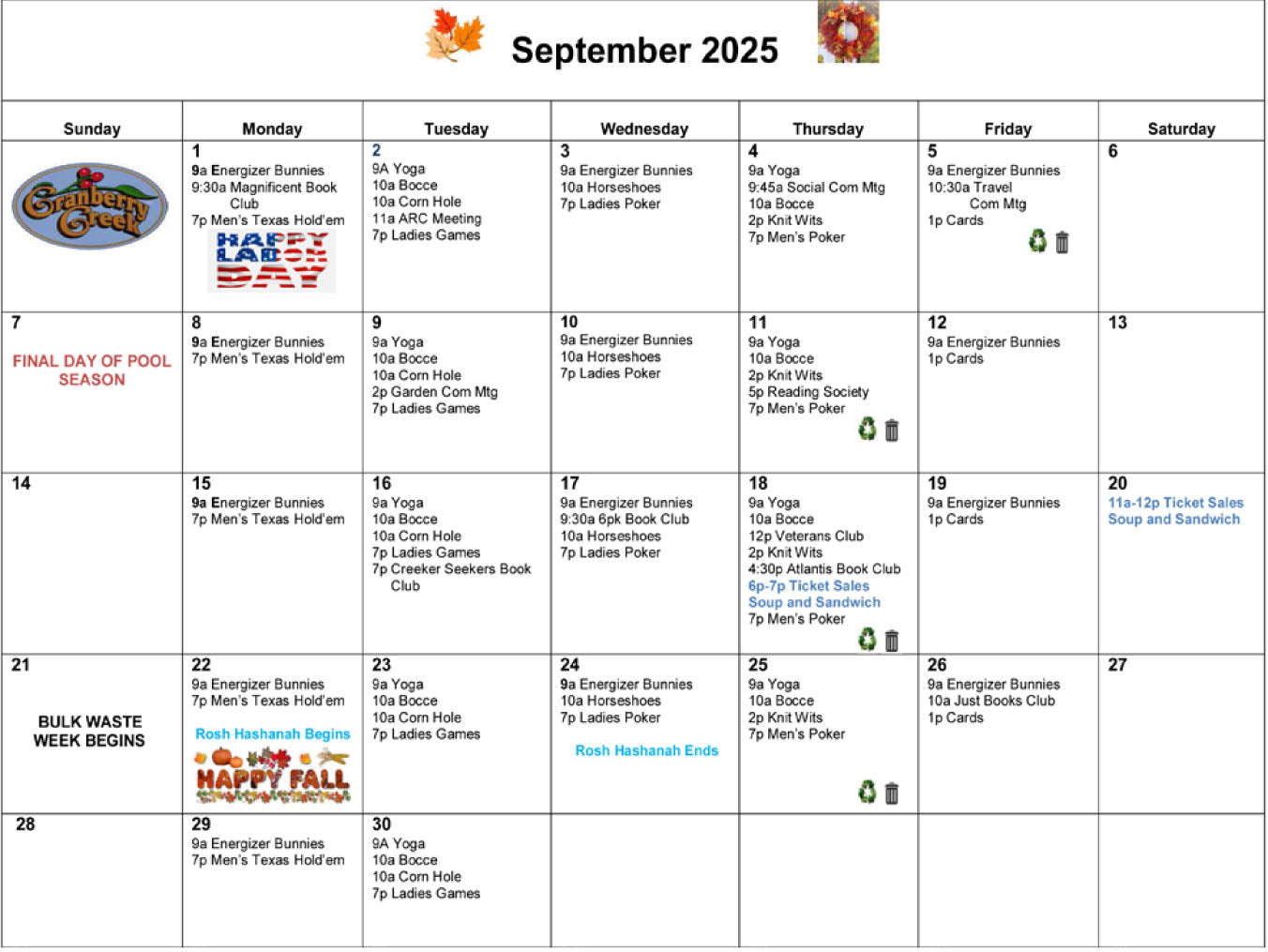Calendar: September 2025
