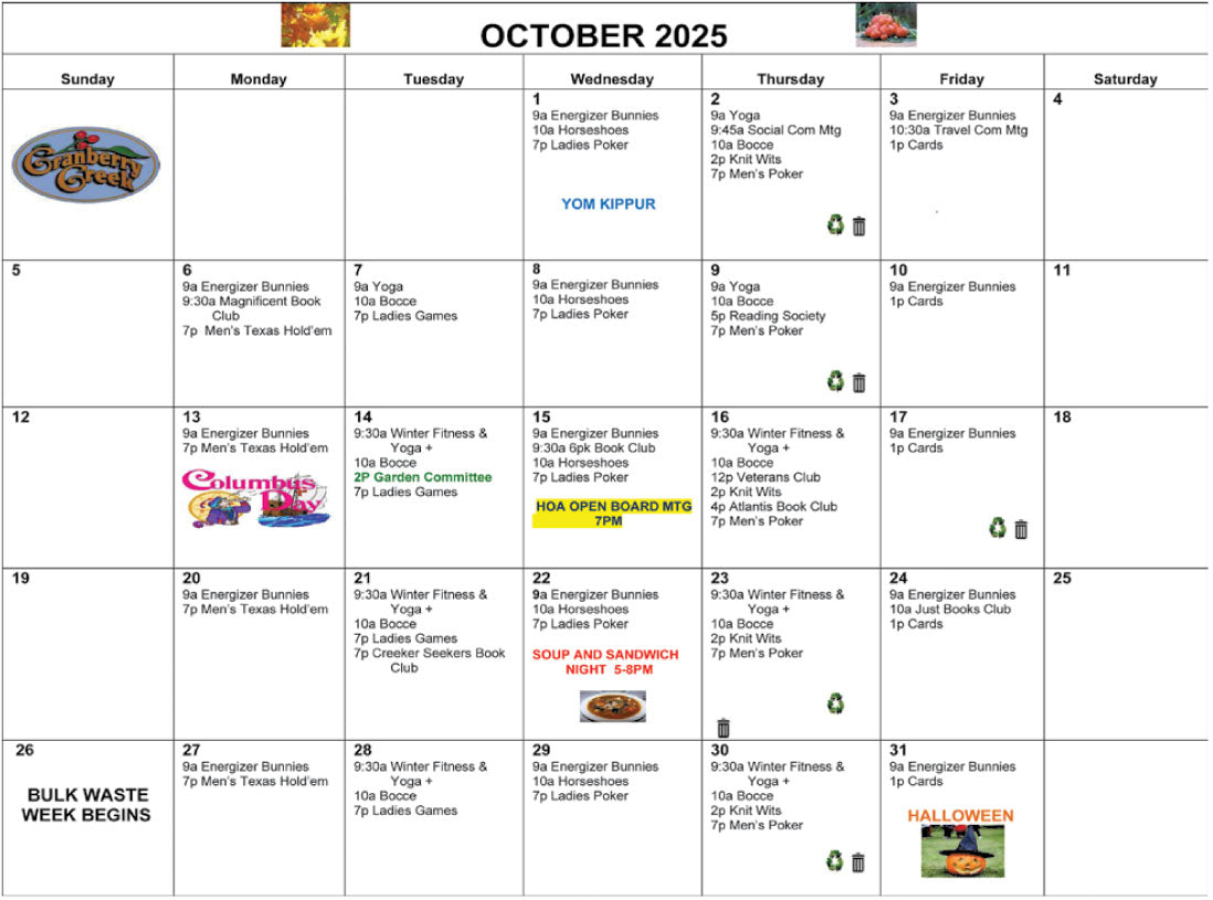 Calendar: October 2025