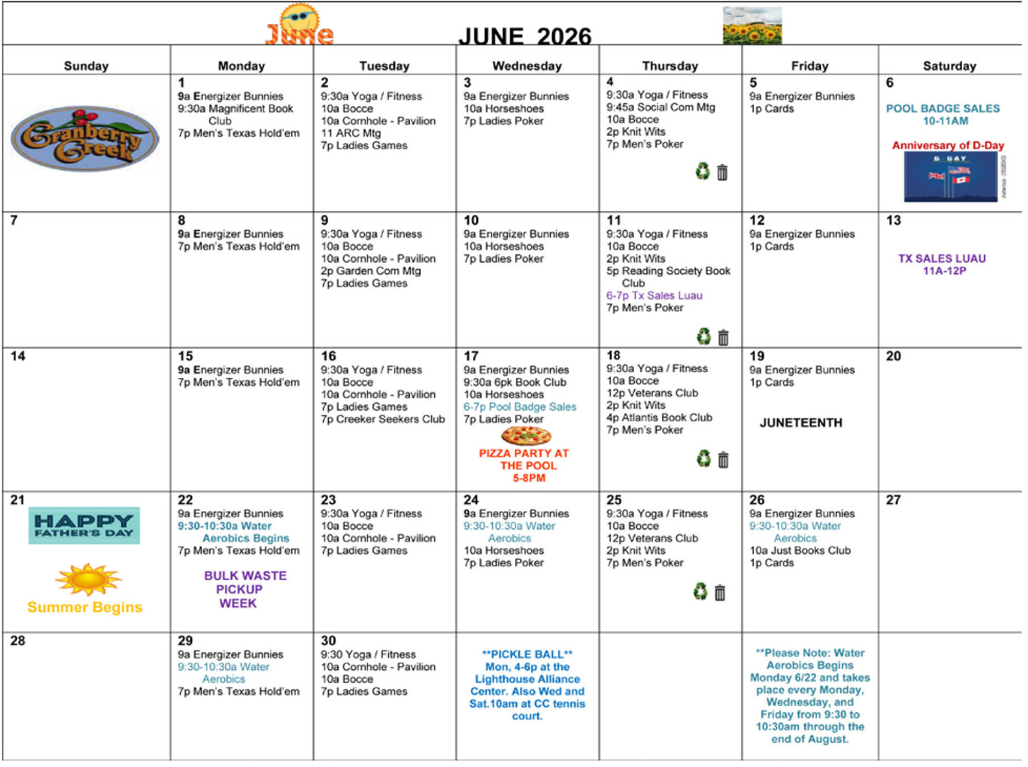 Calendar: June 2026